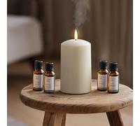 Lights4fun TruGlow Air® Portable LED Pillar Candle Diffuser with Set of 4 Essential Oils for Home