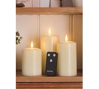 Lights4Fun Truglow Ivory Rechargeable Led Pillar Candle Trio Ivory