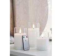 Lights4Fun Truglow White Led Glass Candle Trio With Remote Control White