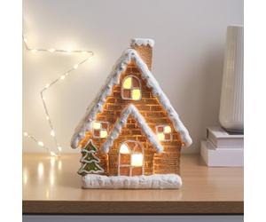 Lights4fun Warm White LED Ceramic Christmas Gingerbread House