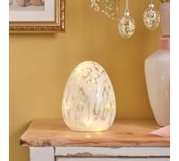Lights4fun White Confetti Glass LED Egg Decoration with Warm White LEDs, Battery Operated Easter Ornament for Spring Home Décor, Table Centrepieces & Seasonal Styling