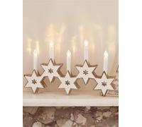 Lights4fun Wooden Star LED Candle Bridge Christmas Decoration Battery Timer (H) 18cm Indoor Use