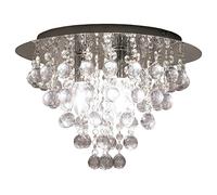 lights4living Contemporary 3 Light Round Flush Mount Ceiling Chandelier Light Polished Chrome | Acrylic Jewel Droplets | LED Compatible | Ideal for Low Ceilings | Hallway, Dining Room Light |from