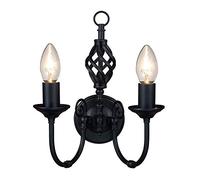 Lights4Living Traditional Twin 2 Way Double Wall Light with a Classic Knot Twist Finished in Black - LED Compatible