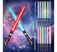 Lightsaber, 2-pack Connectable 12 LED color-changing lightsabers with FX Sounds, Extendable Light Sabers for Kids and Adult, Motion Sensitive Lightsabers for Dress Up Roleplay Halloween Party