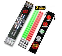 Lightsaber Chopsticks Light Up - LED Glowing Light Saber Chop Sticks - Reusable Sushi Lightup Sabers Chopstick Set Of 2 Pairs - Green & Red