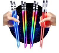 Lightsaber Chopsticks Light Up - LED Glowing Light Saber Chop Sticks - Reusable Sushi Lightup Sabers Chopstick Set of 4 Pairs - 8 Changing Color Modes