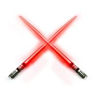 LIGHTSABER CHOPSTICKS LIGHT UP STAR WARS LED Glowing Light Saber Chop Sticks REUSABLE Sushi Lightup Sabers -Removable Handle Dishwasher Safe -Premium GIFT BOX and CARRY POUCH Included - Red - 1 Pair