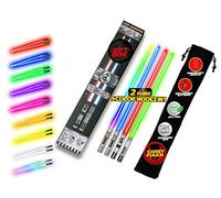 Lightsaber Chopsticks Light UP Star Wars LED Glowing Light Saber Chop Sticks Reusable Sushi Lightup Sabers Removable Handle Dishwasher Safe 8 Color Modes 2 Pairs