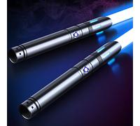 Lightsaber, Dueling Light Saber 2 Pack, 12Color RGB Lightsabers with Metal Hilt, 4 Sound Fonts, FX Double-bladed Light Sabers for Kids Adults Birthday Xmas Gift, Halloween Cosplay, Black S8