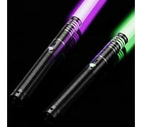 Lightsaber, Dueling Light Saber RGB 16 Colors, USB Rechargeable FX Lightsabers with Metal Handle, with Sounds Mode Laser Sword Toy for Cosplay Party Birthday Gifts (Black-2Pc-A)