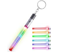 LIGHTSABER KEYCHAIN LIGHT UP LED STAR WAR Glowing Light Saber Key Chain Lightup Sabers 8 COLOR MODES: Green, Blue, Red, Baby Blue, Pink, Yellow, White, Rainbow - 1 PACK