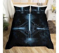 Lightsaber Kids Duvet Cover Set Double Size,Neon Light Ray Universe Planet Bedding Set,Boys Man Room Decor,Modern Gamer Video Game Geometric Abstract Quilt Cover,2 Pillowcases(No Comforter)