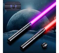 Lightsaber, Upgraded Rgb 15 Colors And 4 Battle Sound Modes, Rechargeable Lightsaber Toy With Sturdy Metal Handle, Suitable For Children Dress Up & Pretend Play (2 Pc Black)