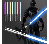Lightsaber, Metal Hilt 3 Sound Modes Rechargeable Force FX Heavy Dueling RGB 7 Colors Light Saber Swords Set Cosplay for Children Adults (Silver)
