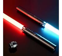 Lightsaber, RGB 15 Color Light Saber, 4 Modes, FX Sound, Double Blade, USB-C Rechargeable Lightsabers for Children Adult Birthday Gift Halloween Role Playing (Black) (Black 2 PC)