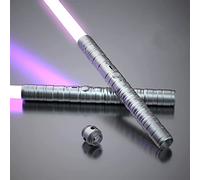 lightsaber, Type-C Rechargeable Double-Edged Sword Alloy Handle 7 Colors with 3 Sound Modes, MAQRT Children's Day Halloween Christmas Decoration Gift(Silver)