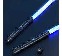 Lightsaber, Type-C Rechargeable Double-Edged Sword Alloy Handle 7 Colors with 3 Sound Modes, MAQRT Children's Day Halloween Christmas Decoration Gift(Black)