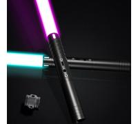 Lightsaber, Upgraded RGB 20 Colors LED Light Saber, USB Rechargeable Lightsabers with Metal Handle, with Sound Effects Toy Sword for Kids and Adults Cosplay Party Gift (60cm X 2Pc Black)