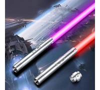 Lightsaber，USB Rechargeable Lightsabers with Metal Handle, RGB 15 Colors and 4 Modes Light Sabers for Kids and Adults, Christmas Halloween Present for Kids (74cm x 2 PC Silver)