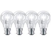 Lightsave Pack of 4-28W Eco Classic Energy Saving Halogen GLS BC/B22 Bayonet Cap Traditional Bulb.