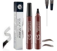 Lightsbetter 2 Pcs Waterproof Brow Pen, 4-Tip Eyebrow Pencil, Microblading Eyebrow Pen (Red Brown)