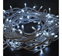 LightsGo 100LED 10m Mains Powered Fairy Lights WHITE CABLE (Cool White) Decorative lights for the indoors and outdoors. Festive Christmas Lights