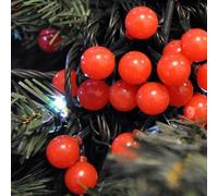 LightsGo 20 LED 3.5m Battery Powered Weatherproof Red Holly Berry Ball Christmas Fairy Lights. Perfect Decorative Lighting for The Festive Season Outdoors and Indoors. (20 Lights)