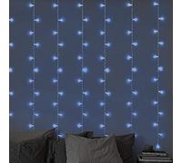 LightsGo 3 X 3 Metres 300 LED Blue Window Curtain Christmas Fairy Lights, Clear Cable, 8 Hour Timer, Long Lead