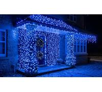 LightsGo Blue Fairy Lights 200 LED 20M with Timer, 8 Modes, Low Voltage 31V Safe for Kids & Pets, Green Wire, Indoor Outdoor Garden Christmas Tree Lights with 10M Extension Lead & UK Plug
