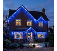 LightsGo Icicle Lights 300 LED 6M Blue Christmas Lights Outdoor, 8 Modes Waterproof Fairy Lights with Timer Memory Function, Low Voltage Curtain Lights for Gutter Eaves