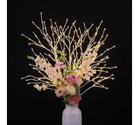 LIGHTSHARE Lighted 41IN Artificial Twig Birch Tree Branch with 300 Fairy LED Lights Battery Operated with Timer for Spring Thanksgiving Christmas Decoration Indoor Outdoor Sticks, White