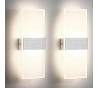 Lightsjoy 2 Pezzi Applique da Parete Interno, LED Moderno Lampada da Parete, 12W 4000K Up Down Illuminazione da Parete per Camera da Letto Corridoio Soggiorno Scala (Blanc Neutre-2PCS)