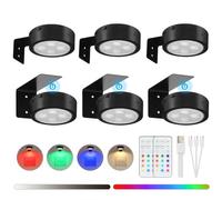 Lightsjoy 6 Pack Picture Lights for Wall Battery Operated Black Picture Light Rechargeable Dimmable Timer Painting Frame Cordless Art Lamp for Wall Led Puck with Remote Control Black RGB