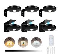 Lightsjoy 6 Pack Picture Lights for Wall Rechargeable Picture Light 3 Color Temperature Dimmable LED Wall Lights Battery Wireless Remote Control Frame Light Timer Magnetic Art Painting Light Black