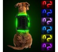 LightUp LED Dog Harness, 7 Colors, 9 Modes, Rechargeable, Adjustable, No Pull, Handle for Medium Dogs