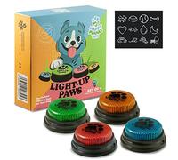 LightUp Paws - LED Recordable Training Buttons for Dogs, Puppy & Pets. Free Stickers. Train Your Dog Easily To Press Buzzers And Voice What They Want To Do. The Perfect Present For Your Pet