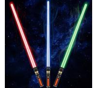 Lightup Sabers for Kids, 3 Packs 3 Colors Light Up Sword with FX Sound (Motion Sensitive) and Glowing Handle, Expandable Lightup Sabers Set for Halloween Dress Up, Xmas Gifts, and Galaxy Battles
