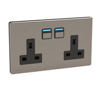 Lightwave LP42MK2 Smart Socket with Energy Monitoring, 3000W, Stainless Steel - Works with Alexa, Google Assistant, HomeKit. iOS & Android Compatible