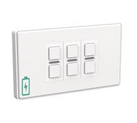 Lightwave Wire-Free Scene Selector (6 Button) White Metal - Battery Powered, Multi-Press Built-In