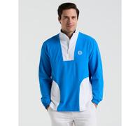 Lightweight 1/4 Zip Colour Block Golf Pullover In French Blue