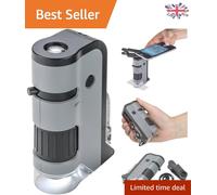 Lightweight 100-250x Pocket Microscope with Smartphone Clip & LED Illumination