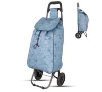 Lightweight 2 Wheel Shopping Trolley Cart 35L - Iris Foldable Grocery Cart with Strong Metal Frame, Water-Resistant Bag & Smooth Rolling Wheels - 94cm