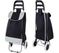 Lightweight 35L 2-Wheel Folding Shopping Trolley - Hard-Wearing, Waterproof, Insulated, Collapsible for Easy Storage, Durable Travel Grocery Cart, Push/Pull Luggage Trolley with Flat-Pack (Black)