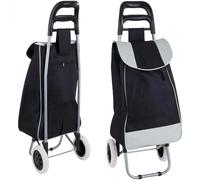 Lightweight 35L 2-Wheel Folding Shopping Trolley - Hard-Wearing, Waterproof, Insulated, Collapsible for Easy Storage, Durable Travel Grocery Cart, Push/Pull Luggage Trolley with Flat-Pack (Black)
