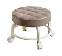 Lightweight 360° Rolling Stool - Adjustable Work Bench Seat for Kitchen Salon Knee Exercises & Push-Ups - Low Roller Chair in Light Brown