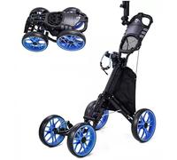 Lightweight 4-Wheel Golf Push Cart - Aluminum Frame Foldable & Compact Design Portable Golf Bag Caddy with All-Terrain Wheels - Perfect for Easy Transport on the Course