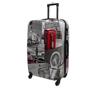 Lightweight 4 Wheel Hard Shell PC London Printed Luggage Suitcase Cabin Travel Bag (Large 29")