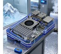 Lightweight 5-Layer Acrylic Case For Raspberry Pi 5, Compatible With Official Active Cooler And Heat Sink, For-Durable Protective Shell For Travel And Home Use(Blue aluminum)