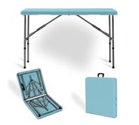 Lightweight 6ft Aluminum Folding Table - Portable Blue Camping BBQ & Picnic Table Ideal for Outdoor Dining Buffets and Garden Events